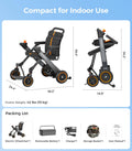 Foldable Electric Wheelchair for Adults & Seniors, Power Wheelchair Walker Combo with Height-Adjustable Handles, Airline Approved, Travel Size, 18 Miles Range, Paiseec W1 Motorized Wheelchair, Grey