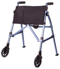 Stander Wonder Walker Plus, Lightweight Folding Mobility Aid for Adults, Seniors, and Elderly, Collapsible Travel EZ Fold-N-Go with Wheels, Glides, & Basket, Black Walnut