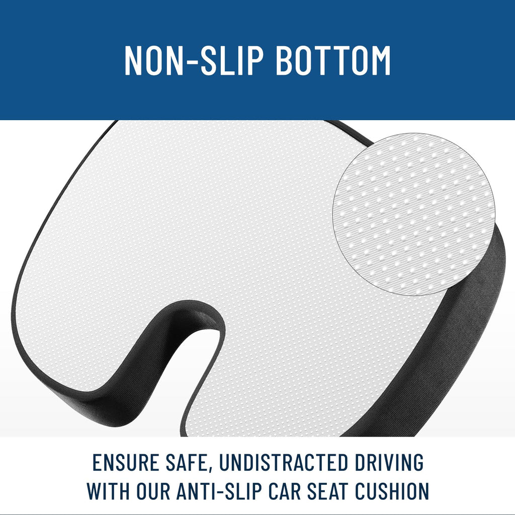 Everlasting Comfort Doctor Recommended Memory Foam Seat Cushion for Office Chairs & Car Seat - Ergonomic Office Desk Accessories for Tailbone Pain Relief, Sciatica & Back Support
