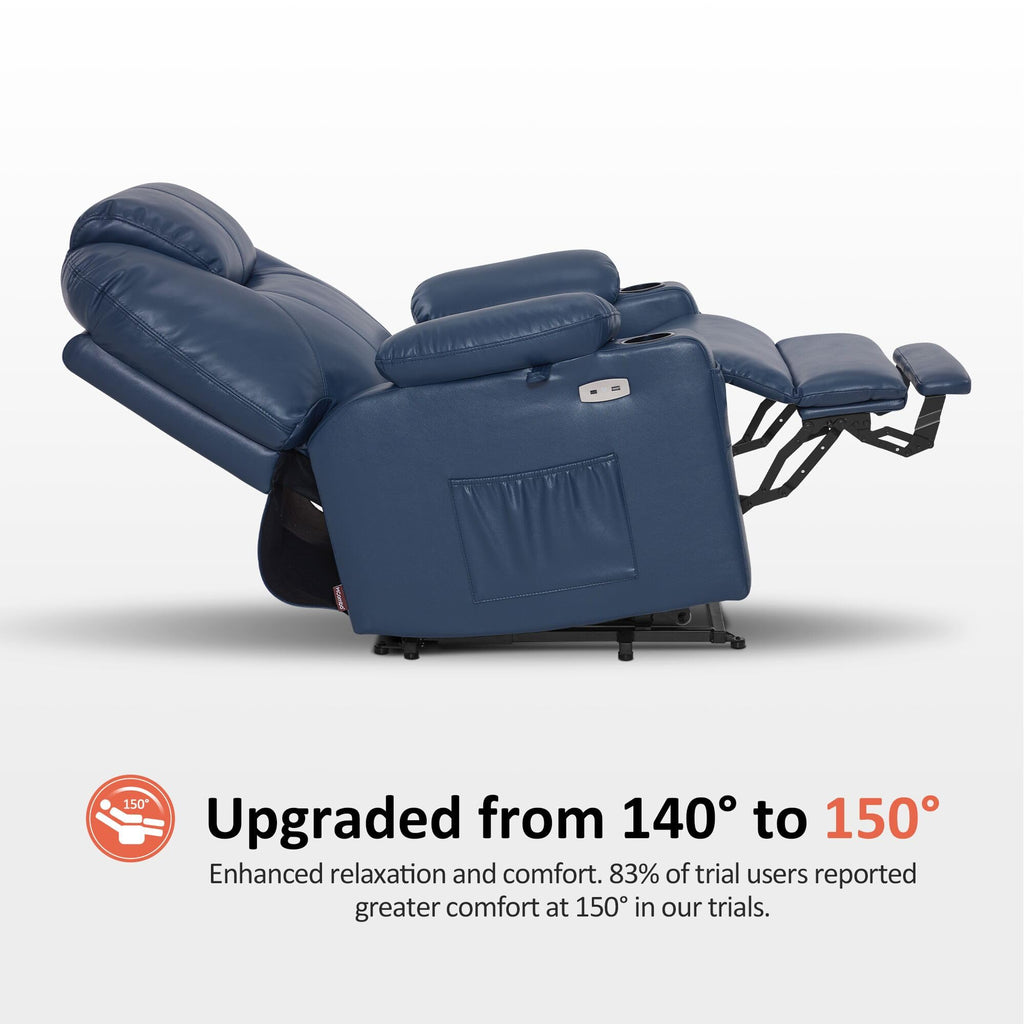 MCombo Electric Power Lift Recliner Chair Sofa with Massage and Heat for Elderly, 3 Positions, 2 Side Pockets, and Cup Holders, USB Ports, Faux Leather 7040 (Light Brown, Medium)