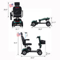 Metro Mobility 4 Wheel Folding Mobility Scooters for Seniors - 300 lbs Capacity Electric Mobility Scooter for Adults - Long Range Power Extended Battery with Thickened Seat and Crutch Box - Emerald