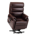 DYNOX Big Tall Man Large-Wide Power Dual Motor Lift Recliners Chairs for Elderly Lay Flat Lift Chair with Infinite Positions, Heat & Massage, Supports 400 LBS(9298L,Faux Leather,Brown)