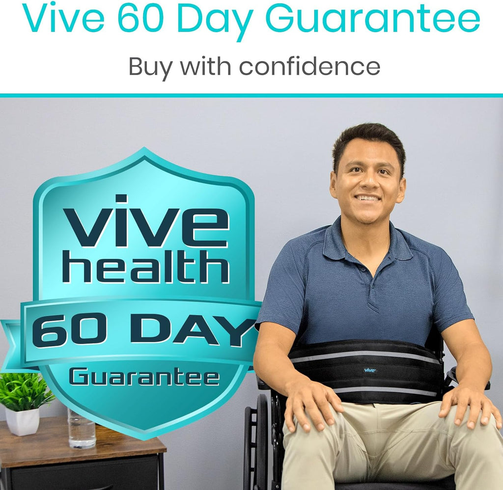 Vive Wheelchair Seatbelt - Safety Belt For The Elderly - Harness For Adults - Adjustable Straps For Chair/Bed Restraint - Patients Care - Falling out Prevention - For The Elderly, Pregnant & Paralyzed