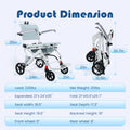 Super Lightweight Portable Transit Travel Wheelchair, Upgraded Folding Transport Wheelchairs (Weight 26.7lbs) for Adults and Seniors, Come with Telescopic Handle and Travel Bag