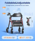 Walkers for Seniors, Z21 Rollator Walker with Seat Supports 350lb, 8" Big Wheels for All Terrain, Ergonomic Arc Seat & 6" Ultra Backrest Foldable Walker, Dual Height Adjustment, Lightweight 2025