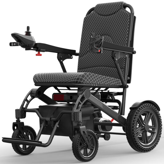 AIRHOT Foldable Electric Wheelchair for Adults, 15 Miles Long Travel Range Power Wheelchair, 300LBS Weight Capacity, All Terrain Motorized Wheelchair for Seniors Portable