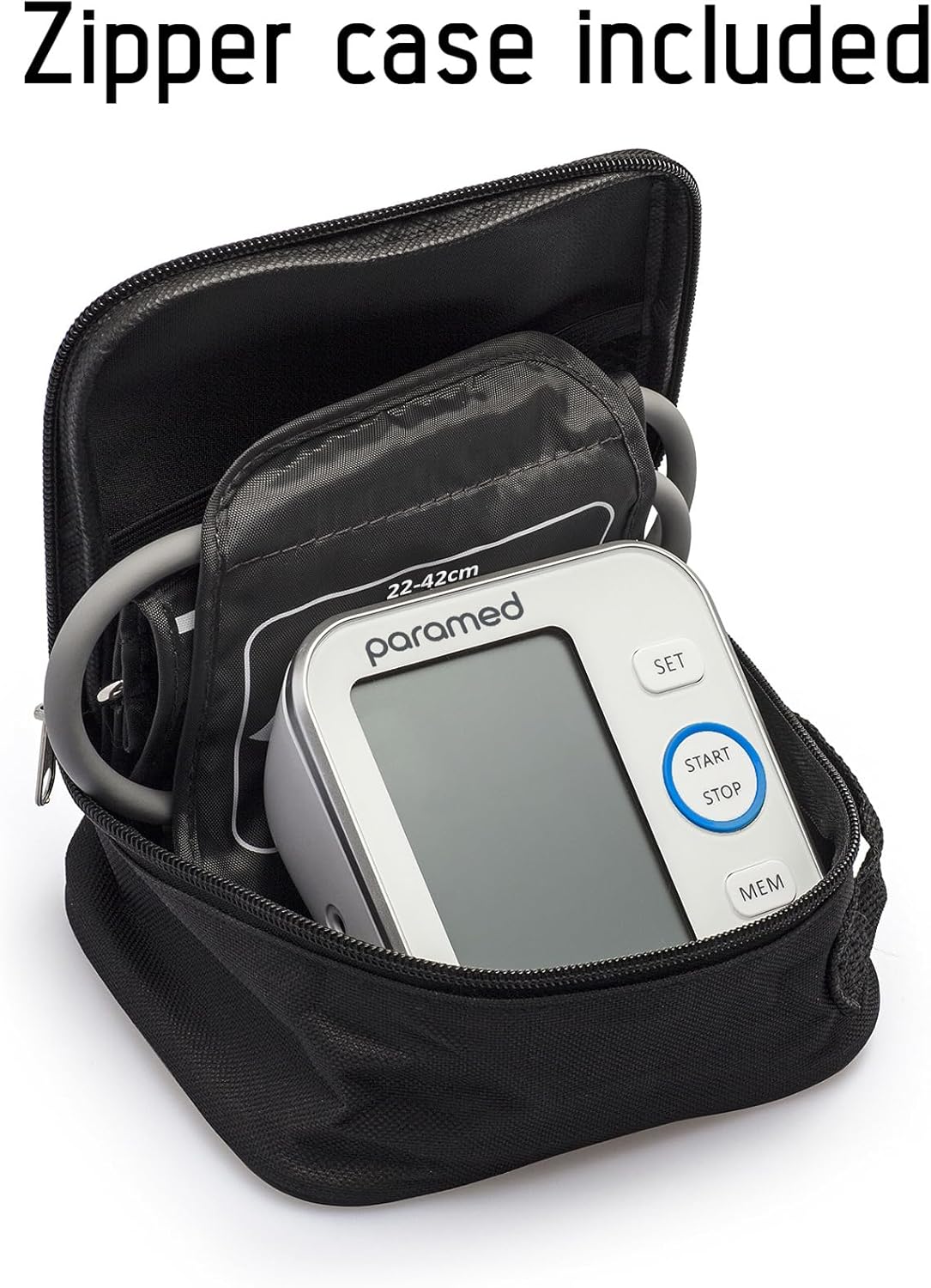 Paramed Blood Pressure Monitor - Bp Machine - Automatic Upper Arm Blood Pressure Cuff 8.7-16.5 inches - Large LCD Display 120 Sets Memory - Device Bag & Batteries Included