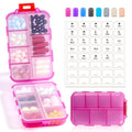 3 Pack 14 Grids Travel Pill Organizer Box with 415-Pcs Medicine Name Labels - Pocket Daily Pharmacy Case Container Kit - Travel Medication Holder Dispenser for Fish Oil Vitamin Supplement Storage