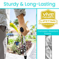Vive Folding Cane - Foldable Walking Cane for Men, Women - Fold-up, Collapsible, Lightweight, Adjustable, Portable Hand Walking Stick - Balancing Mobility Aid - Comfortable Ergonomic Handle