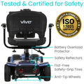 Vive 4 Wheel Mobility Scooter - Electric Powered Wheelchair Device - Compact Heavy Duty Mobile for Travel, Adults, Elderly - Long Range Power Extended Battery with Charger & Basket