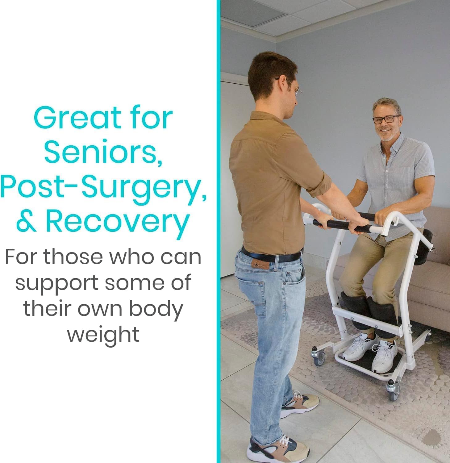 Vive Mobility Sit to Stand Patient Lift for Handicapped - Stand Assist Lift Aid for Home Care Use - Elderly Lift Assist Transfer Device - Transport Chair Stand Assist for Seniors, Adults & Disabled