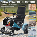 John Dawson Foldable All-Terrain Electric Wheelchair for Adults, 500W Dual Motors, Lightweight Aluminum Alloy Frame, Lithium Battery, 300 lbs Capacity