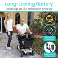 Vive 4 Wheel Mobility Scooter - Electric Powered Wheelchair Device - Compact Heavy Duty Mobile for Travel, Adults, Elderly - Long Range Power Extended Battery with Charger & Basket
