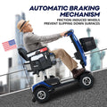 Metro Mobility 4 Wheel Folding Mobility Scooters for Seniors - 300 lbs Capacity Electric Mobility Scooter for Adults - Long Range Power Extended Battery with Thickened Seat and Crutch Box - Emerald
