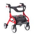 Drive Medical Nitro Sprint Foldable Rollator Walker with Seat, Standard Height Lightweight Large Wheels, Folding Rolling Walker, Red 1 Count 19 pounds