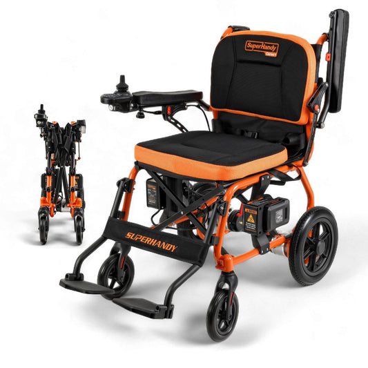 SuperHandy GoRide Series Electric Wheelchairs – Lightweight, Foldable Power Chairs with Dual Brushless Motors, Zero-Turn Maneuverability & Electromagnetic Brake (GoRide - 220 lb Max)