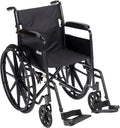 Drive Medical SSP118FA-SF Silver Sport 1 Folding Transport Wheelchair with Full Arms and Removable Swing-Away Footrest, Black