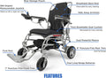 Porto Mobility Ranger Super Lightweight Portable Weatherproof (only 43 lbs) Foldable Sturdy Brushless Controller and Dual Motorized Powerful Premium Electric Wheelchair