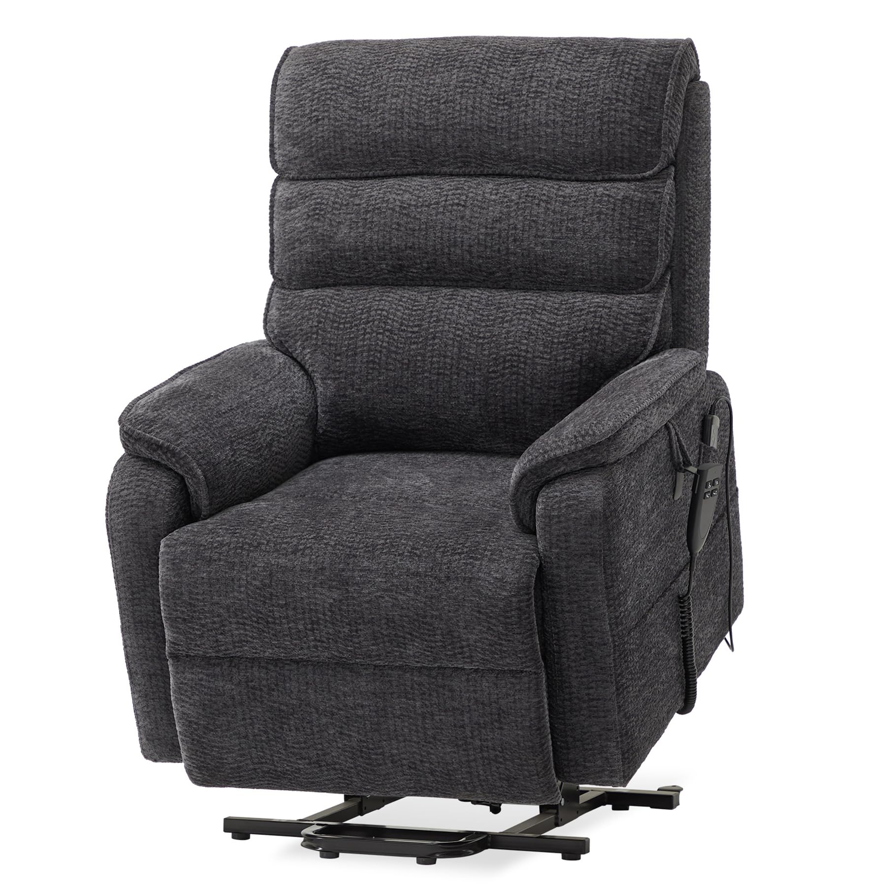 DYNOX Big Tall Man Large-Wide Power Dual Motor Lift Recliners Chairs for Elderly Lay Flat Lift Chair with Infinite Positions, Heat & Massage, Supports 400 LBS(9298L,Faux Leather,Brown)