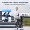 25.8lb Lightweight Carbon Fiber Electric Wheelchairs for Adults, Long Range All Terrain Portable Airline Approved
