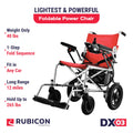 Rubicon DX03- Lightweight (Only 40lbs) Foldable Electric Wheelchair for Seniors - 12 mi Long Cruise Range with 500W Powerful Motor - Airline Approved with Detachable Battery (Model3)