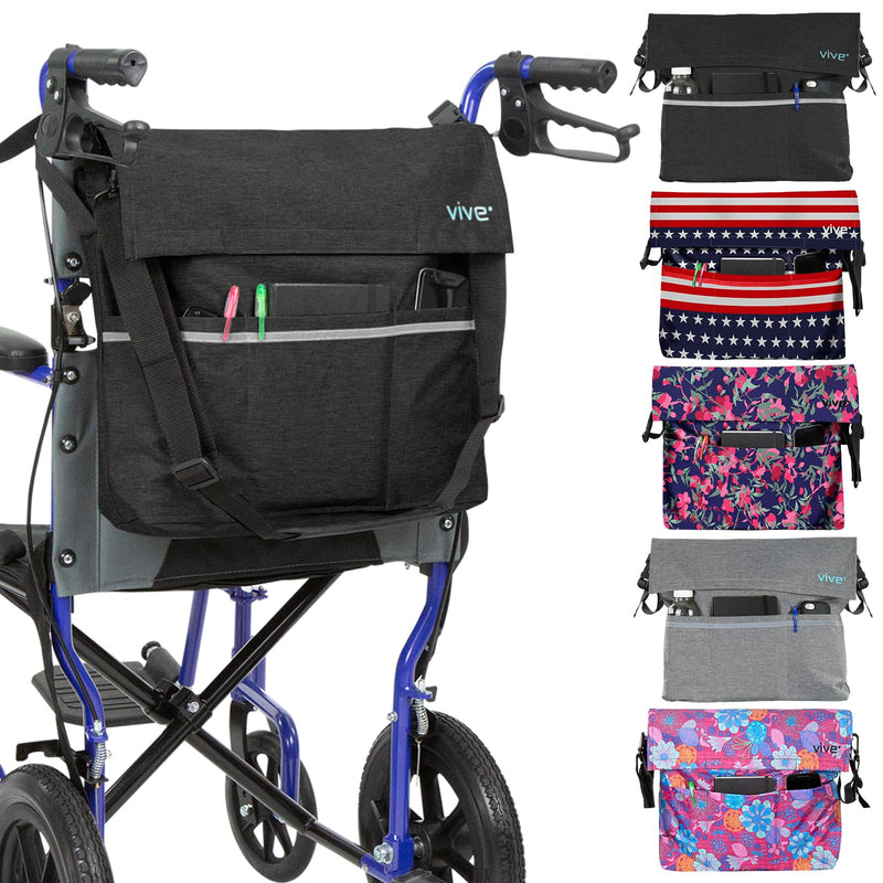 Vive XL Wheelchair Bag - Waterproof, Scratch-Resistant, Double-Stitched, Machine Washable Accessory for Adults, Seniors, 15 Colors - Storage Walker Backpack to Hang on Back of Wheel Chair
