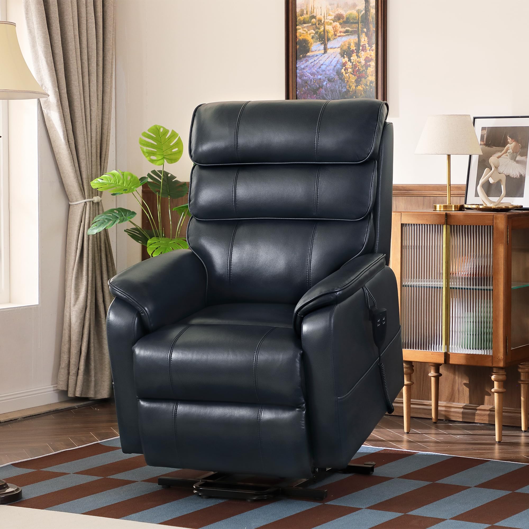 DYNOX Big Tall Man Large-Wide Power Dual Motor Lift Recliners Chairs for Elderly Lay Flat Lift Chair with Infinite Positions, Heat & Massage, Supports 400 LBS(9298L,Faux Leather,Brown)