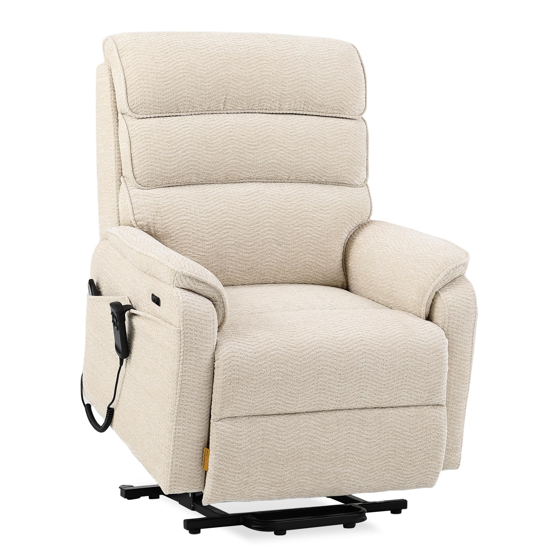 DYNOX Big Tall Man Large-Wide Power Dual Motor Lift Recliners Chairs for Elderly Lay Flat Lift Chair with Infinite Positions, Heat & Massage, Supports 400 LBS(9298L,Faux Leather,Brown)