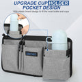2 Pack Wheelchair Side Bag with Cup Holder, Wheelchair Armrest Pouch Accessories for Walker, Rollator, Electric Scooter Wheelchairs, Ideal Gift for Mother's Day & Father's Day