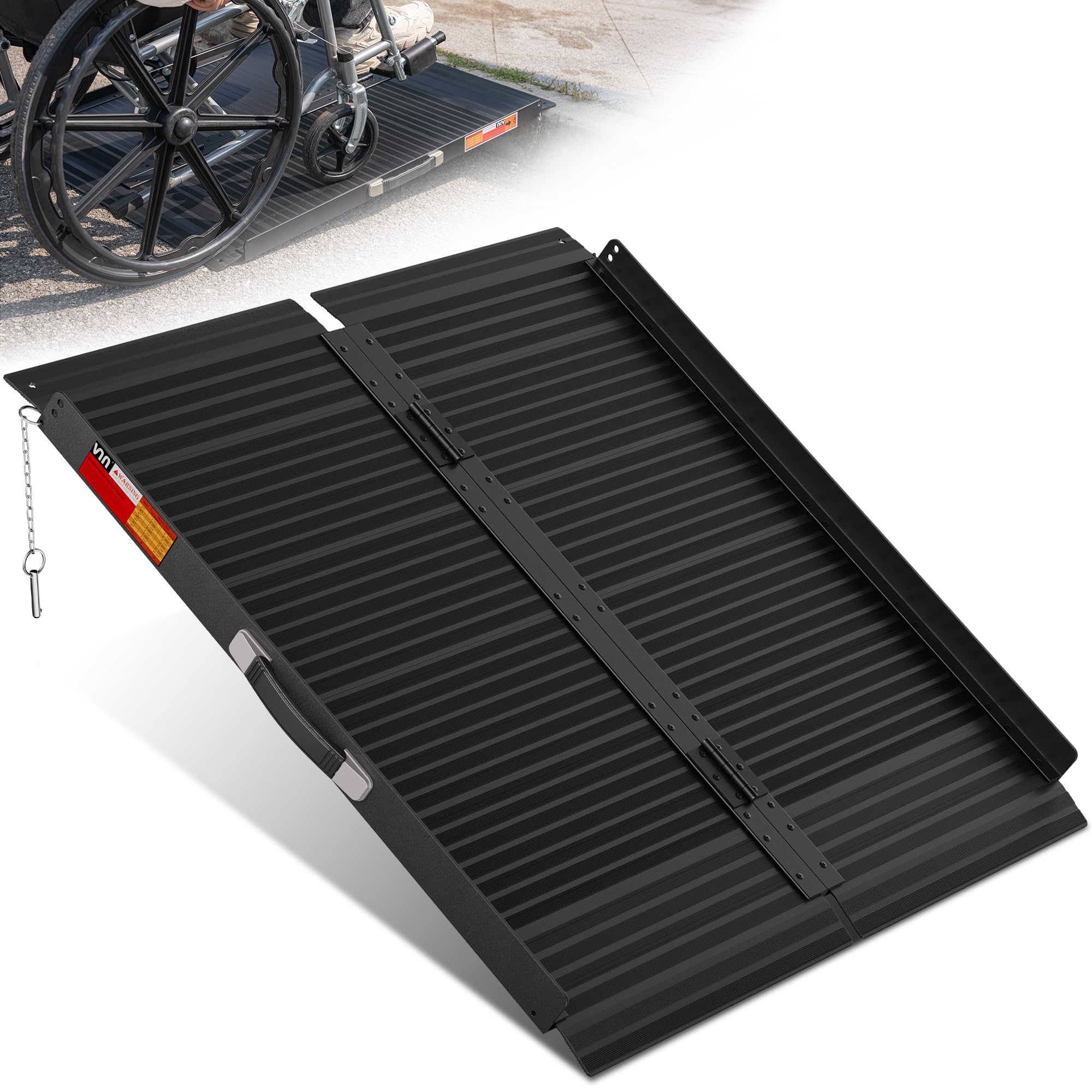 VNN Portable Wheelchair Ramp 4FT, Non-Slip Aluminum Folding Handicap Ramps, Door Threshold Wheelchair Ramps for Home, Threshold Ramp for Home Steps, Scooter Ramp, Doorways