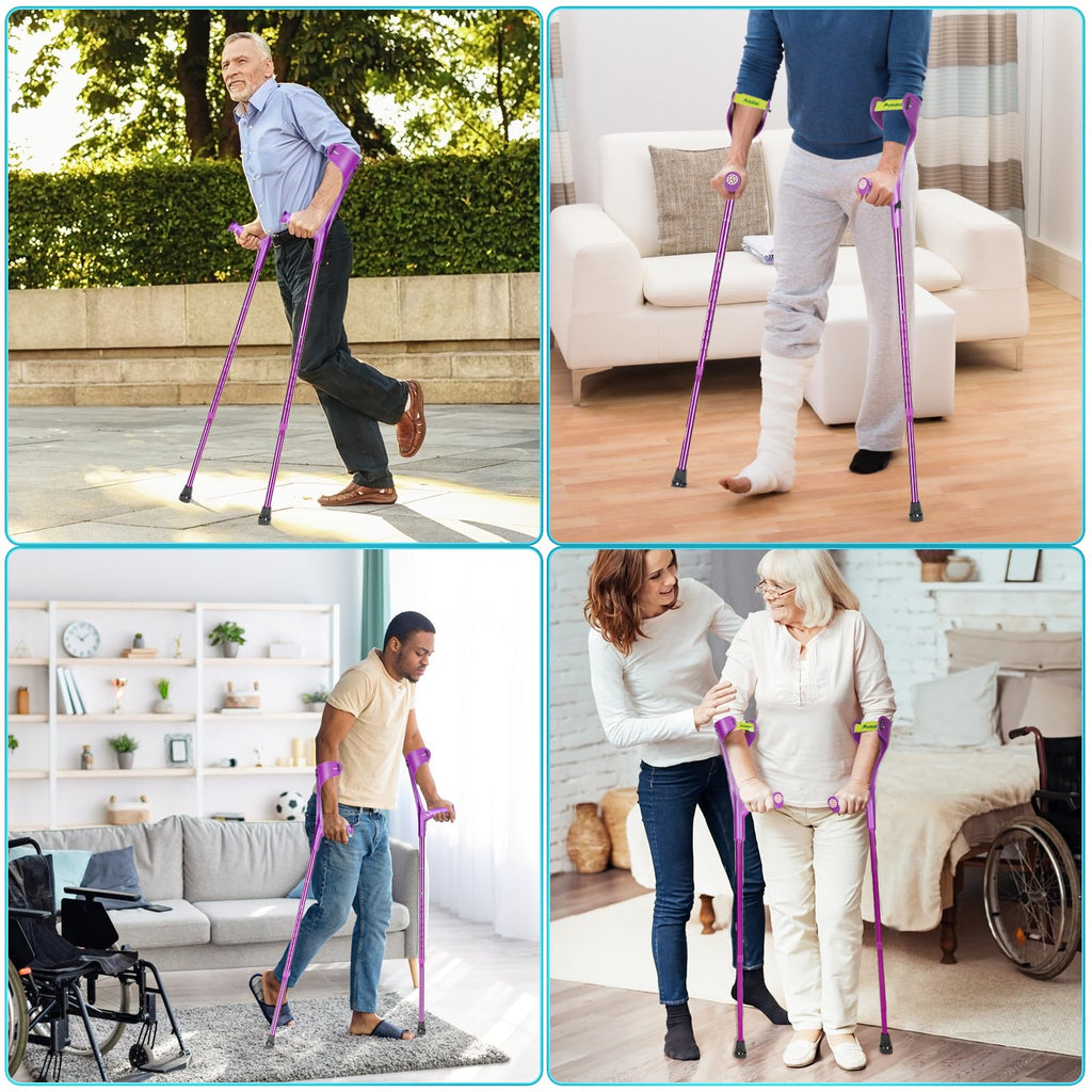 Forearm Crutch for Adults(x1 Unit), Forearm Crutch with Cuffs, Anti-Drop, Crutch for Walking, Forearm Crutch Lightweight Adjustable, Aluminum Forearm Crutch, Black Crutch (Single Black)