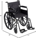 Drive Medical SSP118FA-SF Silver Sport 1 Folding Transport Wheelchair with Full Arms and Removable Swing-Away Footrest, Black