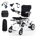 16" Big Front Wheel Electric Wheelchair, 19.7” Seat Width All Terrain Foldable Power Wheelchairs, Motorized Wheel Chair for Adults 330lbs, Dual Brakes, Rear Control Included, Led Light, Backpack