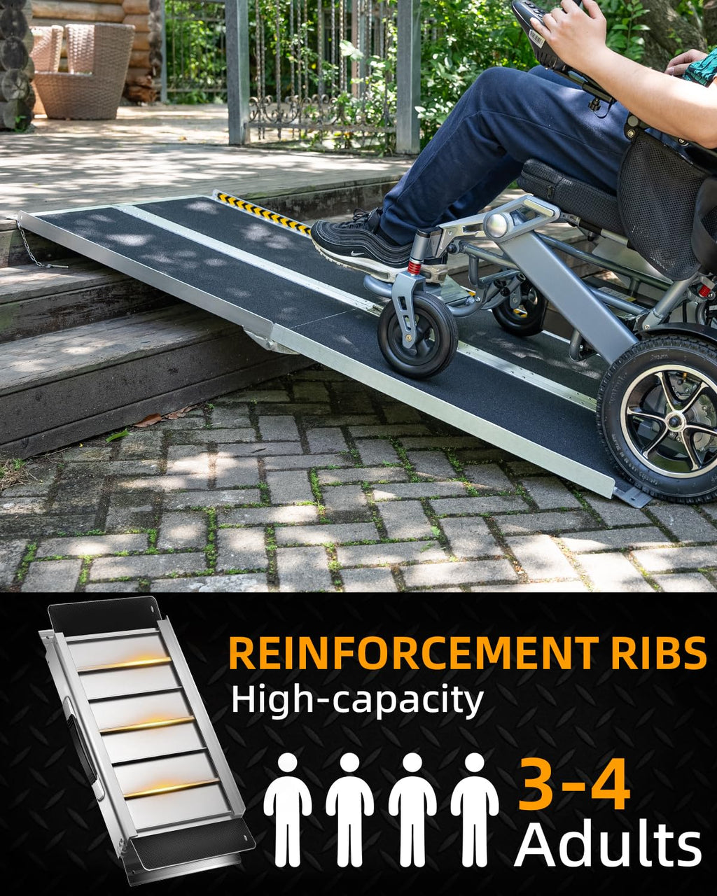 VNN Portable Wheelchair Ramp 4FT, Non-Slip Aluminum Folding Handicap Ramps, Door Threshold Wheelchair Ramps for Home, Threshold Ramp for Home Steps, Scooter Ramp, Doorways