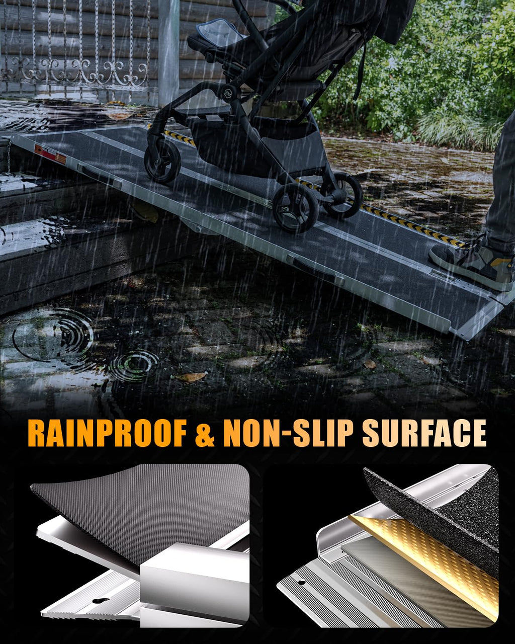 VNN Portable Wheelchair Ramp 4FT, Non-Slip Aluminum Folding Handicap Ramps, Door Threshold Wheelchair Ramps for Home, Threshold Ramp for Home Steps, Scooter Ramp, Doorways