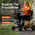 SuperHandy Passport Prime Power Mobility Scooter – Ultralight Aviation-Grade Aluminum Frame, Foldable & Compact, for Indoor & Outdoor, 48V Li-Ion Battery