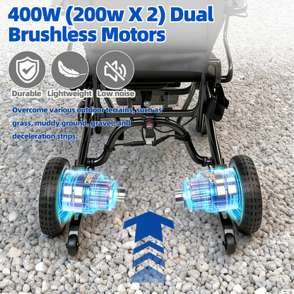 𝟐𝟔 𝐏𝐨𝐮𝐧𝐝𝐬 𝐂𝐚𝐫𝐛𝐨𝐧 𝐅𝐢𝐛𝐞𝐫 Electric Wheelchairs for Adults, 𝐔𝐥𝐭𝐫𝐚𝐥𝐢𝐠𝐡𝐭 𝐅𝐨𝐥𝐝𝐚𝐛𝐥𝐞 All Terrain Power Wheelchair, 300W Dual Motors Support 250 LBS