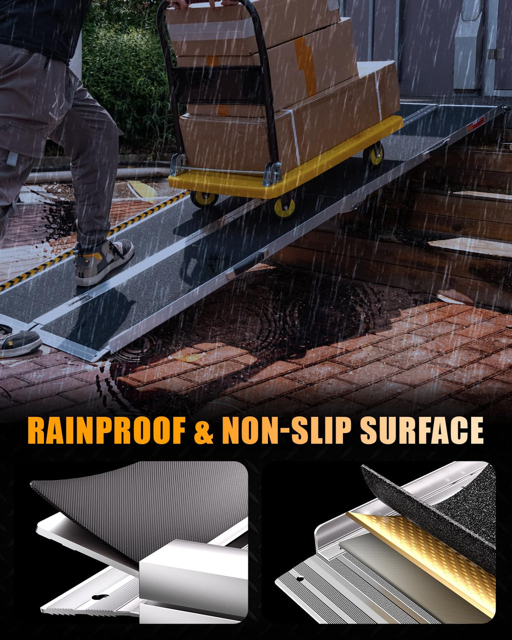 VNN Portable Wheelchair Ramp 4FT, Non-Slip Aluminum Folding Handicap Ramps, Door Threshold Wheelchair Ramps for Home, Threshold Ramp for Home Steps, Scooter Ramp, Doorways