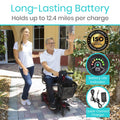 Vive 3 Wheel Mobility Scooter - Electric Powered Mobile Wheelchair Device for Adults - Folding, Collapsible and Compact for Travel - Long Range Power Extended Battery with Charger and Basket Included