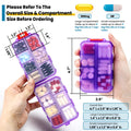 3 Pack 14 Grids Travel Pill Organizer Box with 415-Pcs Medicine Name Labels - Pocket Daily Pharmacy Case Container Kit - Travel Medication Holder Dispenser for Fish Oil Vitamin Supplement Storage