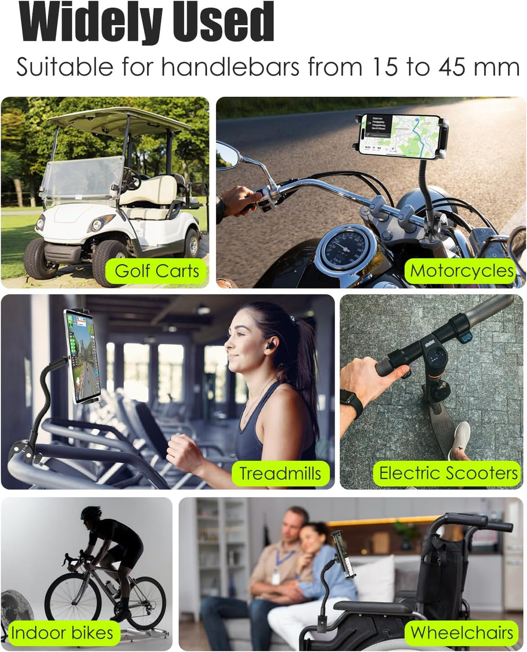Charchendo Tablet Holder for Wheelchair Handle, Wheelchair Phone Tablet Mount with 9.45" Aluminum Arm 360° Rotation Adjustment Compatible with 4-13'' iPad Pro/Air/Mini, iPhones, Galaxy Z, E-Book
