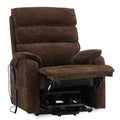 DYNOX Big Tall Man Large-Wide Power Dual Motor Lift Recliners Chairs for Elderly Lay Flat Lift Chair with Infinite Positions, Heat & Massage, Supports 400 LBS(9298L,Faux Leather,Brown)