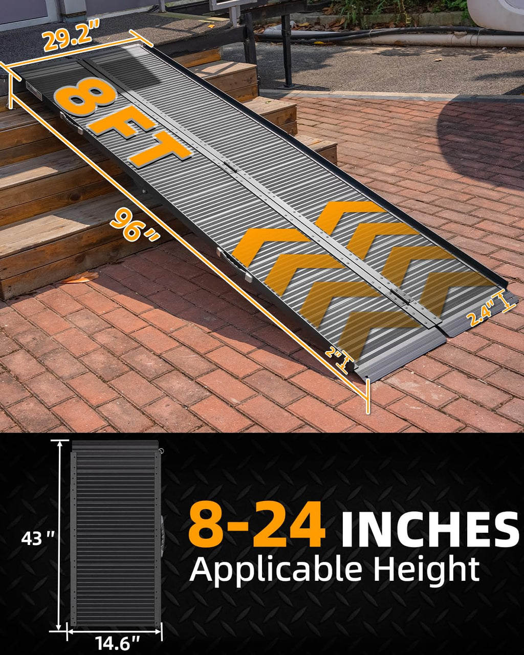 VNN Portable Wheelchair Ramp 4FT, Non-Slip Aluminum Folding Handicap Ramps, Door Threshold Wheelchair Ramps for Home, Threshold Ramp for Home Steps, Scooter Ramp, Doorways