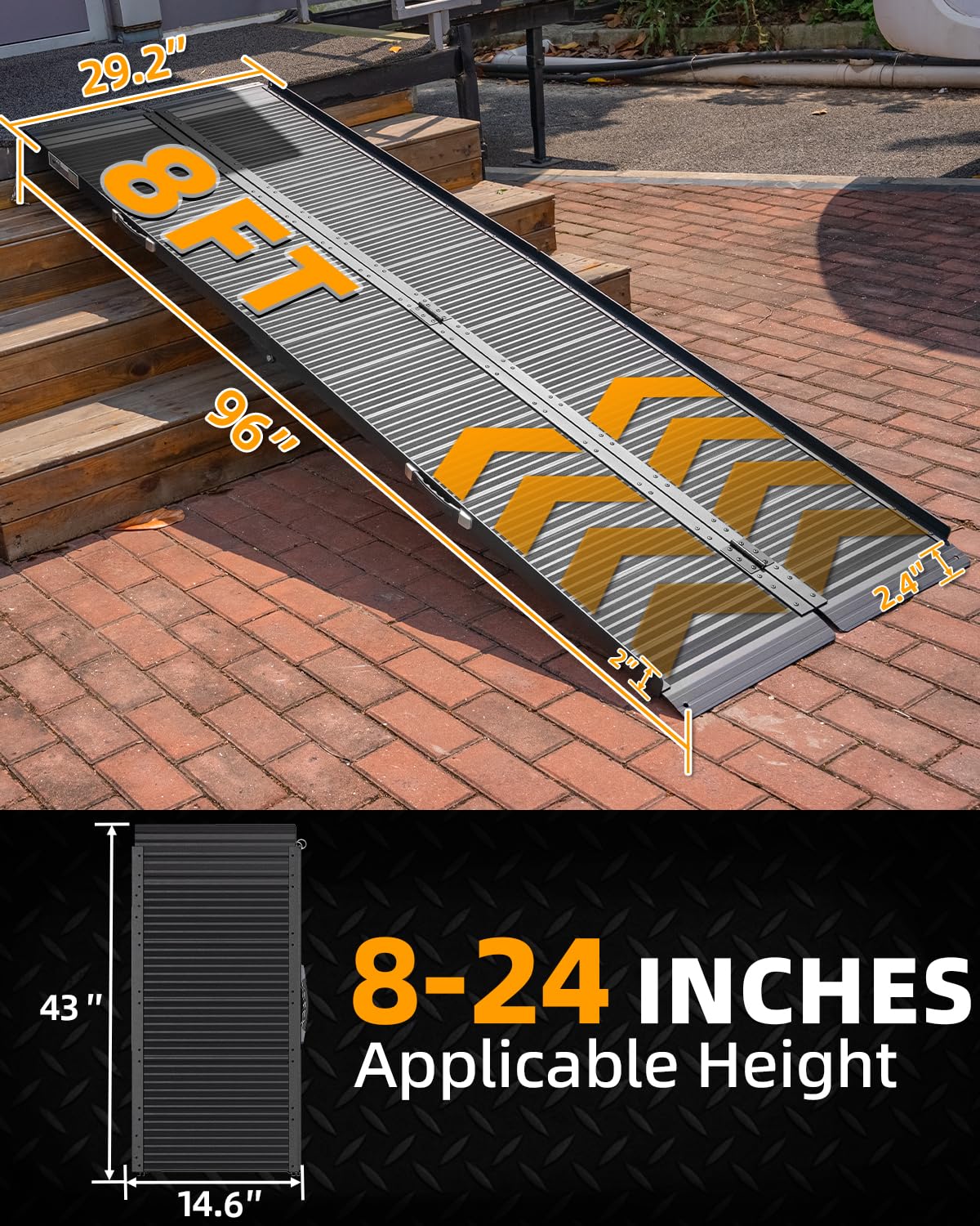 VNN Portable Wheelchair Ramp 4FT, Non-Slip Aluminum Folding Handicap Ramps, Door Threshold Wheelchair Ramps for Home, Threshold Ramp for Home Steps, Scooter Ramp, Doorways