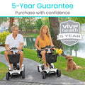 Vive 4 Wheel Mobility Scooter - Electric Powered Wheelchair Device - Compact Heavy Duty Mobile for Travel, Adults, Elderly - Long Range Power Extended Battery with Charger & Basket
