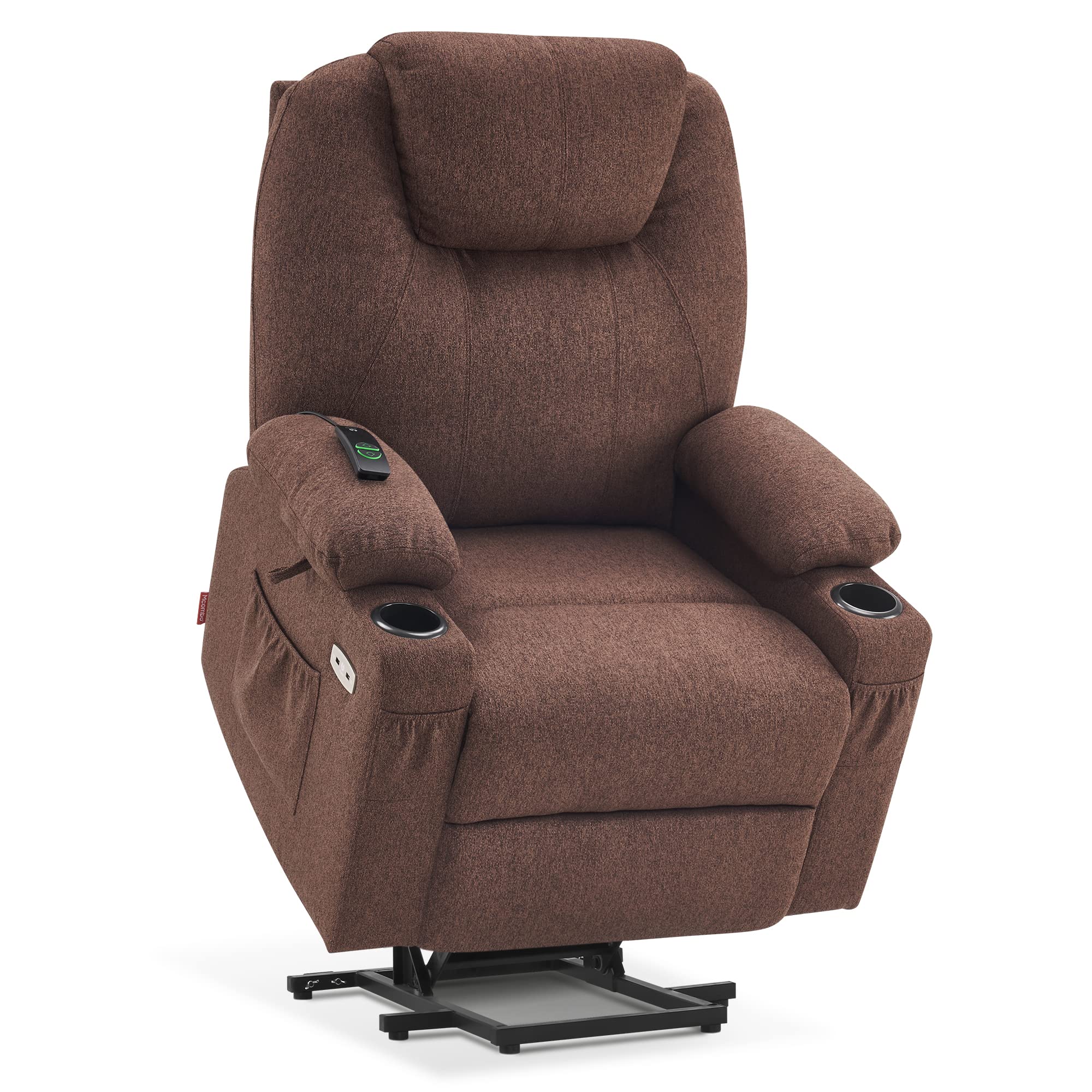 MCombo Power Lift Recliner Chair for Elderly, Lift Chair with Heat and Massage, FSC Certified, USB&Type C Ports, Cup Holders, Fabric 7040 (Medium, Gray)