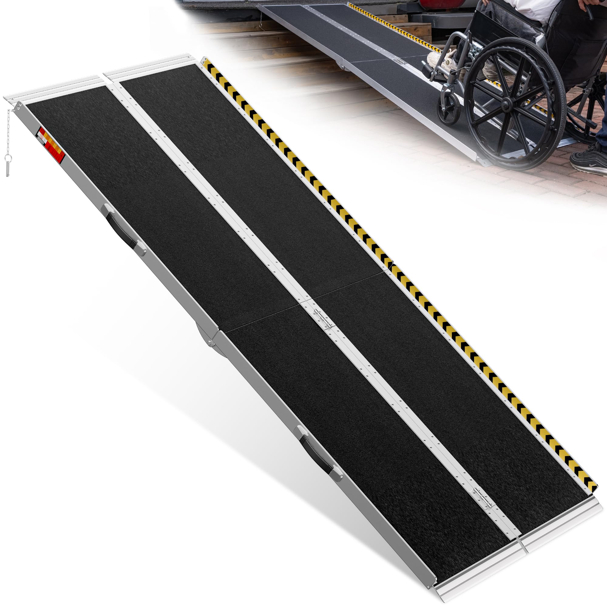 VNN Portable Wheelchair Ramp 4FT, Non-Slip Aluminum Folding Handicap Ramps, Door Threshold Wheelchair Ramps for Home, Threshold Ramp for Home Steps, Scooter Ramp, Doorways