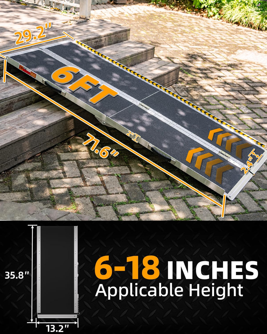 VNN Portable Wheelchair Ramp 4FT, Non-Slip Aluminum Folding Handicap Ramps, Door Threshold Wheelchair Ramps for Home, Threshold Ramp for Home Steps, Scooter Ramp, Doorways