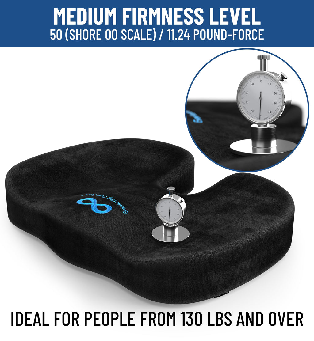 Everlasting Comfort Doctor Recommended Memory Foam Seat Cushion for Office Chairs & Car Seat - Ergonomic Office Desk Accessories for Tailbone Pain Relief, Sciatica & Back Support