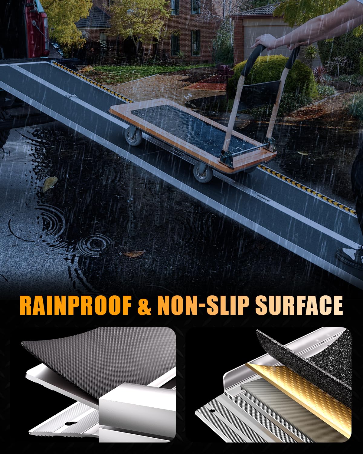VNN Portable Wheelchair Ramp 4FT, Non-Slip Aluminum Folding Handicap Ramps, Door Threshold Wheelchair Ramps for Home, Threshold Ramp for Home Steps, Scooter Ramp, Doorways